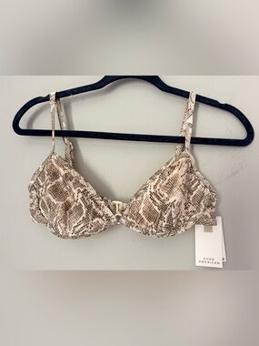Good American Snakeskin Print Underwire Bikini top in Taupe and Cream